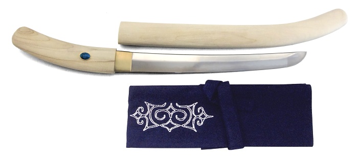 蝦夷刀(アイヌ刀)白鞘　トルコ石飾り