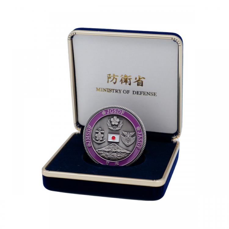防衛省 防衛省メダル メダル ACD003 JMSDF JGSDF JASDF MINISTRY OF DEFENSE 丸型 メダルケース付き 銀Ver 45mm【ネコポス配送】【C】