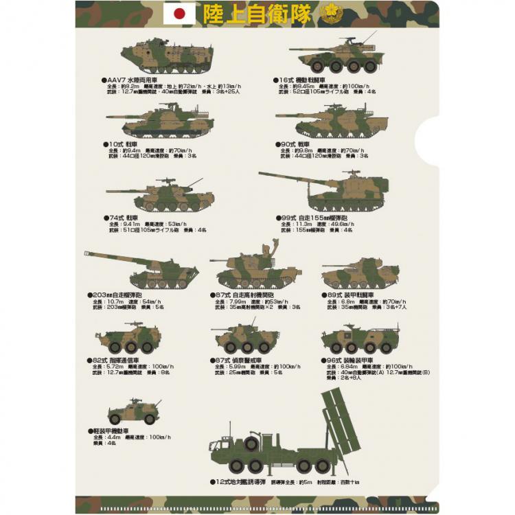 クリアファイル 陸上自衛隊 装備品