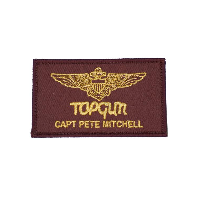 トップガン マーヴェリック ロゴ ワッペン パッチ CAPT PETE MITCHELL アメリカ軍 PK53-TK 刺繍 ベルクロ付き TOP GUN MAVERICK 刺繍ネームタグ ブラウン 【C】